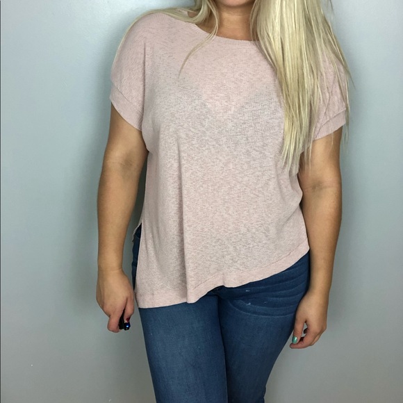 Zara Womens Basic Ribbed Blush Asymmetrical Top - Picture 2 of 8